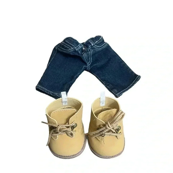 Build-A-Bear Workshop Clothes Bundle Denim Jeans and Bearland Boots - Picture 1 of 10